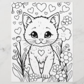 Page Coloriage Chat en Fleurs (Devant)