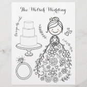 Page Coloriage d'activité de Mariage illustré (Devant)