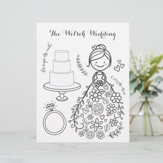 Page Coloriage d'activité de Mariage illustré (Debout devant)