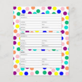 Page de carnet d'adresses à points colorés (Dos)