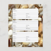 page de carnet d'adresses de coquillages (Dos)