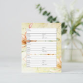 Page de carnet d'adresses fleurs roses et libellul (Debout devant)