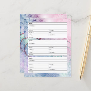 Page de carnet d'adresses floral rose et bleu
