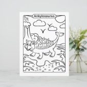 Page de coloration de dinosaures - Ankylosaurus (Debout devant)