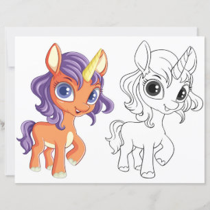 Page de coloration de la licorne de dessin mignon