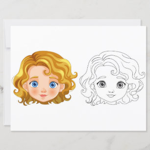 Page de coloration de la tête de poupée de dessin