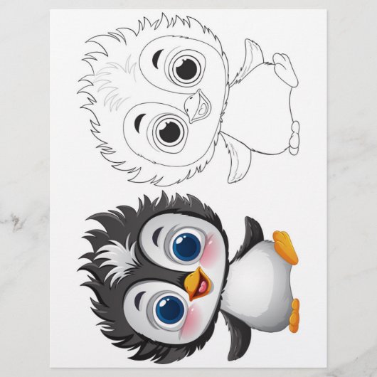Page de coloration de pingouin adorable (Devant)