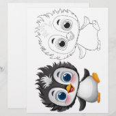 Page de coloration de pingouin adorable (Devant / Derrière)