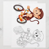 Page de coloration de singe mignon (Devant / Derrière)