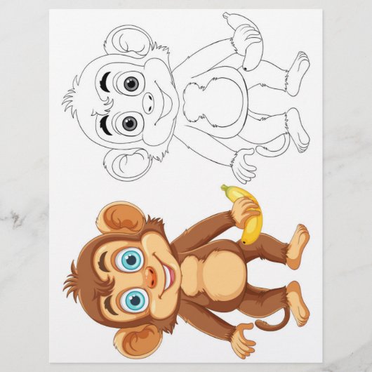 Page de coloration de singe mignon (Devant)