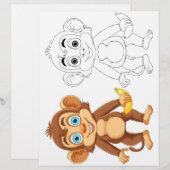 Page de coloration de singe mignon (Devant / Derrière)