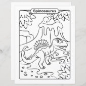 Page de coloration des dinosaures - Spinosaurus (Devant / Derrière)