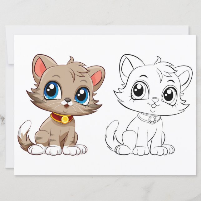 Page de coloration du chat de dessin mignon (Devant)