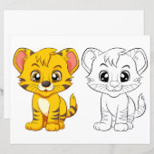 Page de coloration du tigre mignon (Devant / Derrière)