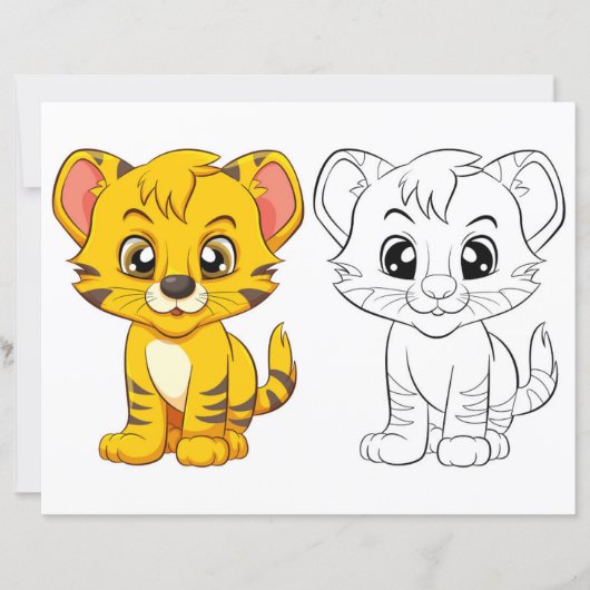Page de coloration du tigre mignon (Devant)