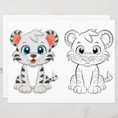 Page de coloration du tigre mignon (Devant / Derrière)