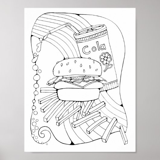 Page de coloriage Burger Art Poster (Devant)