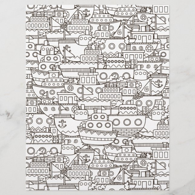 Page de coloriage Busy Boatyard Scrapbook Paper (Devant)