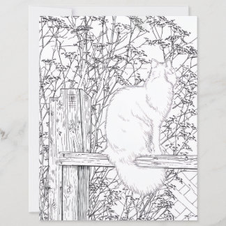 Page de coloriage - Chat sur une clôture