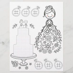 Page de coloriage d'activité mariage illustré