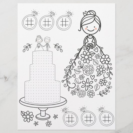 Page de coloriage d'activité mariage illustré (Devant)