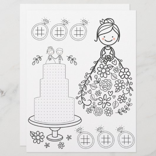 Page de coloriage d'activité mariage illustré (Devant / Derrière)