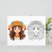 Page de coloriage de belle fille (Debout devant)