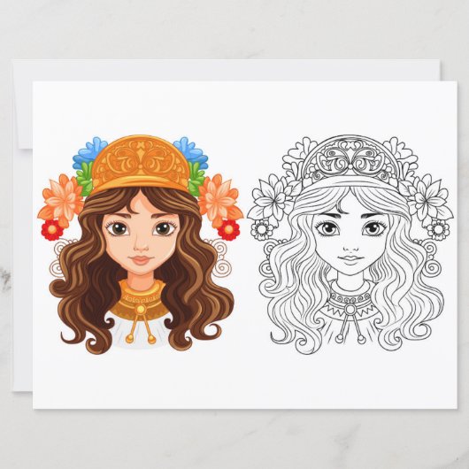 Page de coloriage de belle fille (Devant)