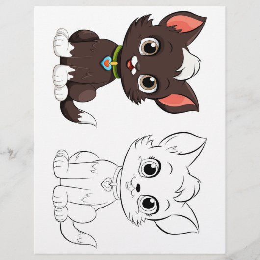 Page de coloriage de chat de dessin animé mignon (Devant)