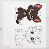 Page de coloriage de chat de dessin animé mignon (Devant / Derrière)