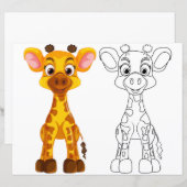 Page de coloriage de Cute Giraffe (Devant / Derrière)