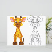 Page de coloriage de Cute Giraffe (Debout devant)