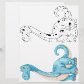 Page de coloriage de dinosaures mignons (Devant / Derrière)
