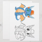 Page de coloriage de dragon de dessin animé mignon (Devant / Derrière)