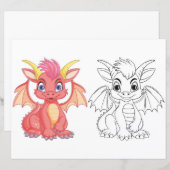 Page de coloriage de dragon de dessin animé mignon (Devant / Derrière)