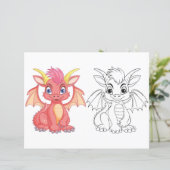 Page de coloriage de dragon de dessin animé mignon (Debout devant)