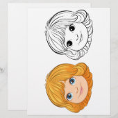 Page de coloriage de fille mignonne (Devant / Derrière)
