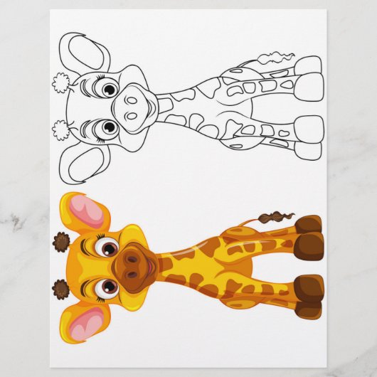 Page de coloriage de girafe mignon (Devant)