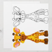 Page de coloriage de girafe mignon (Devant / Derrière)