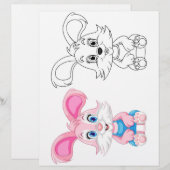 Page de coloriage de lapin de dessin mignon (Devant / Derrière)