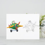 Page de coloriage de l'avion de dessin mignon (Debout devant)