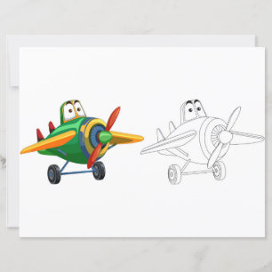 Page de coloriage de l'avion de dessin mignon