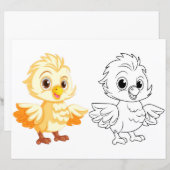 Page de coloriage de poussin mignon doodle (Devant / Derrière)