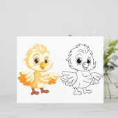 Page de coloriage de poussin mignon doodle (Debout devant)
