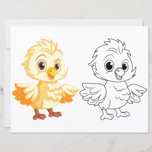 Page de coloriage de poussin mignon doodle (Devant)