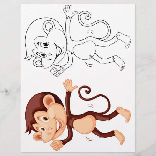 Page de coloriage de singe de dessin animé mignon (Devant)