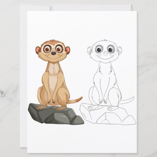 Page de coloriage de suricate de dessin animé mign (Devant)