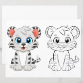 Page de coloriage de tigre mignon (Devant / Derrière)