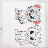 Page de coloriage de tigre mignon (Devant / Derrière)