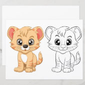Page de coloriage de tigre mignon (Devant / Derrière)